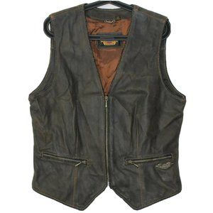 VTG Harley Davidson Womens Large Leather Vest T183